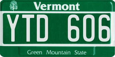 VT license plate YTD606