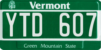 VT license plate YTD607