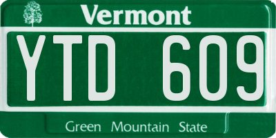 VT license plate YTD609