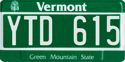 VT license plate YTD615