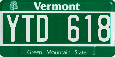 VT license plate YTD618