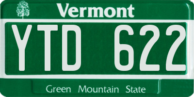 VT license plate YTD622