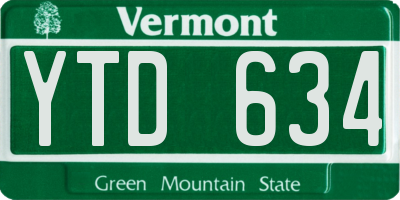 VT license plate YTD634