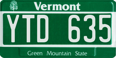 VT license plate YTD635