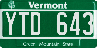 VT license plate YTD643