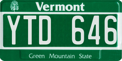VT license plate YTD646