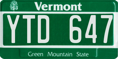 VT license plate YTD647