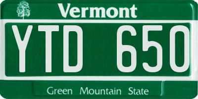 VT license plate YTD650