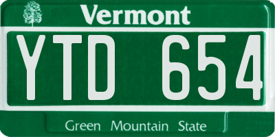 VT license plate YTD654