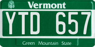 VT license plate YTD657