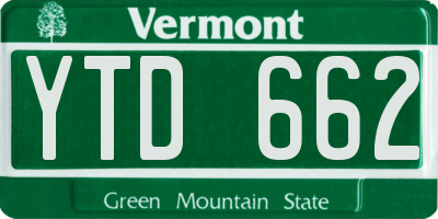 VT license plate YTD662