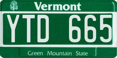 VT license plate YTD665