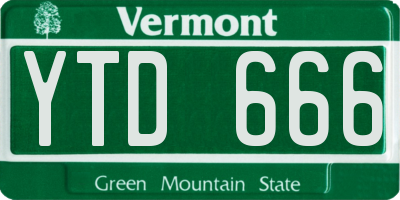 VT license plate YTD666