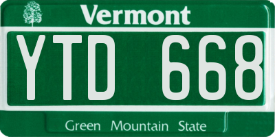 VT license plate YTD668