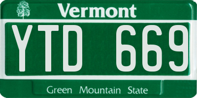 VT license plate YTD669