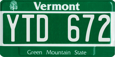 VT license plate YTD672
