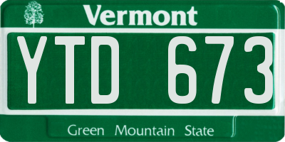 VT license plate YTD673