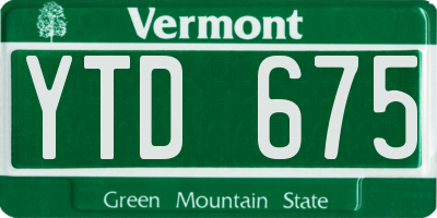 VT license plate YTD675