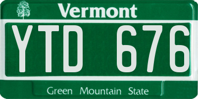 VT license plate YTD676