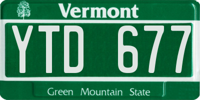 VT license plate YTD677