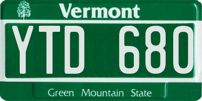 VT license plate YTD680