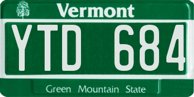 VT license plate YTD684