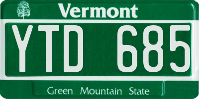 VT license plate YTD685