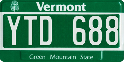 VT license plate YTD688