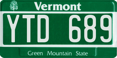 VT license plate YTD689
