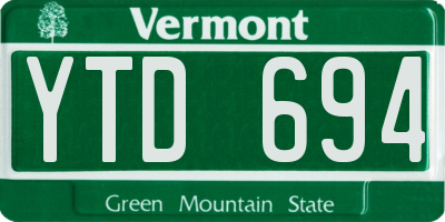VT license plate YTD694