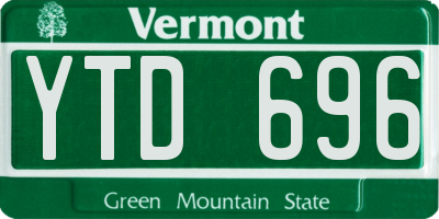 VT license plate YTD696