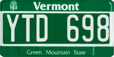 VT license plate YTD698