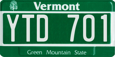 VT license plate YTD701