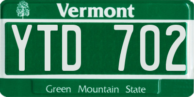 VT license plate YTD702