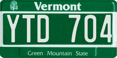 VT license plate YTD704