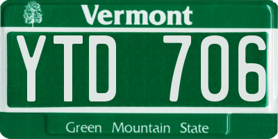 VT license plate YTD706
