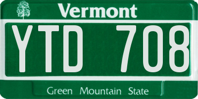 VT license plate YTD708
