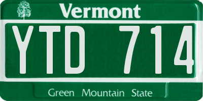 VT license plate YTD714