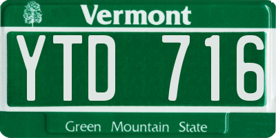 VT license plate YTD716