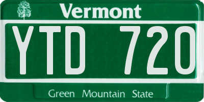 VT license plate YTD720