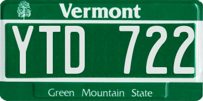 VT license plate YTD722
