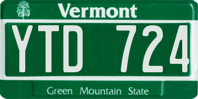 VT license plate YTD724