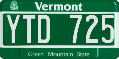 VT license plate YTD725