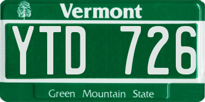 VT license plate YTD726