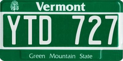 VT license plate YTD727