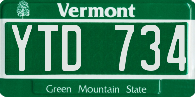 VT license plate YTD734