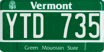 VT license plate YTD735