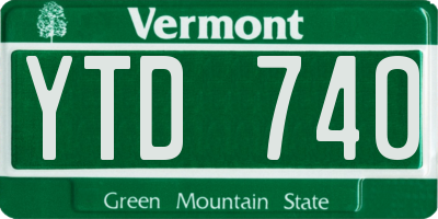 VT license plate YTD740