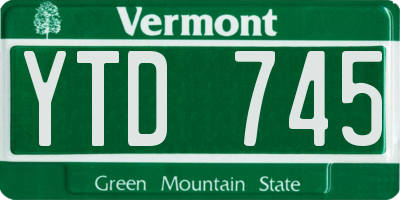 VT license plate YTD745