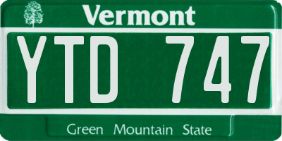VT license plate YTD747